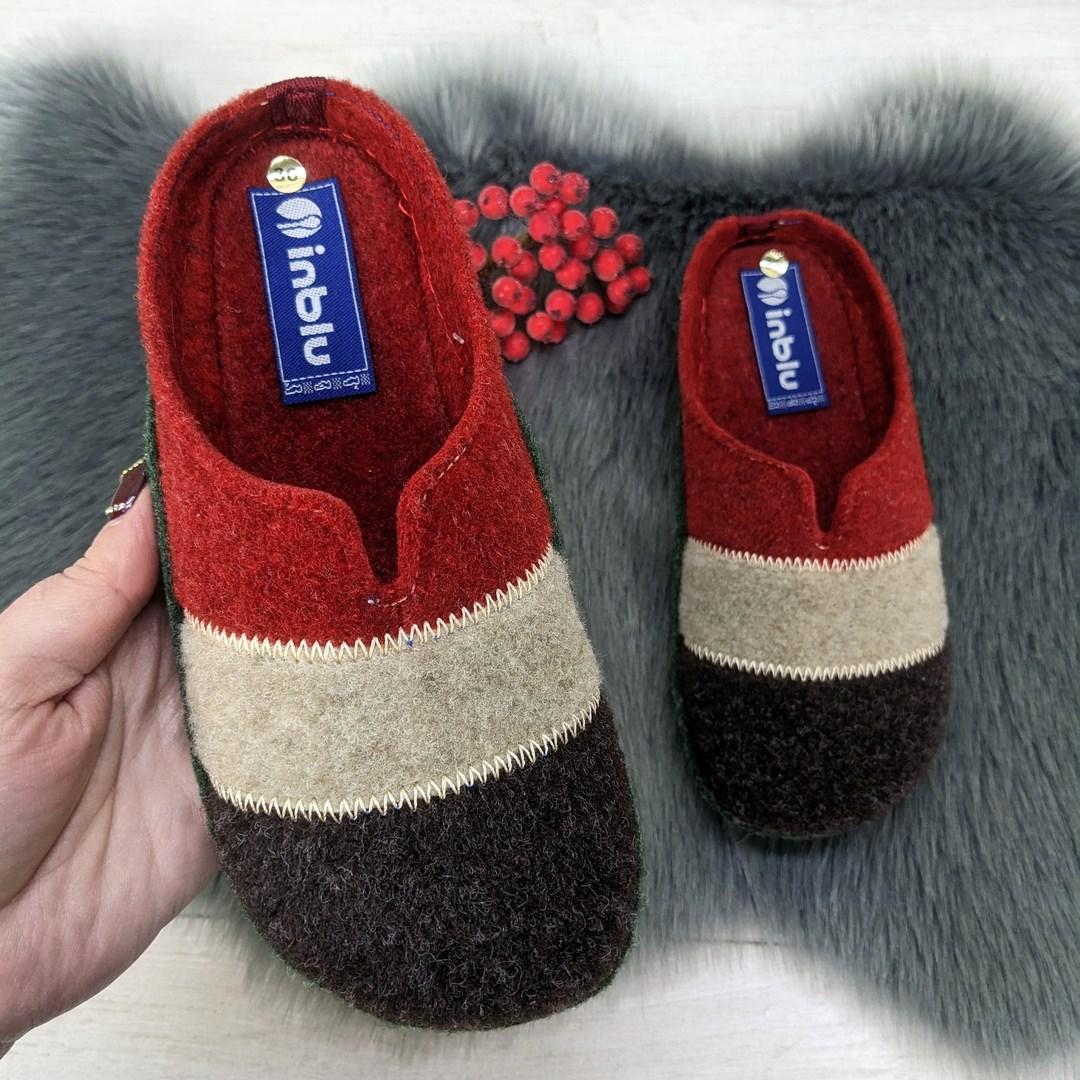 Капці жіночі кімнатні фетрові для ламінату Inblu червоні з коричневим 4276, фото 1