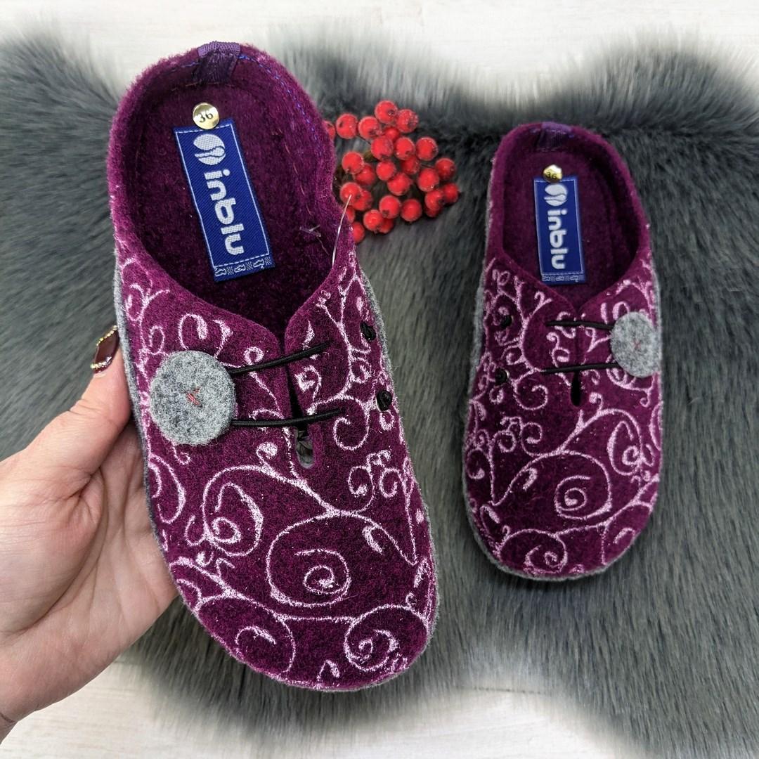 Капці жіночі кімнатні фетрові для ламінату Inblu сливові 4279, фото 1