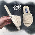 Тапочки жіночі кімнатні Inblu бежеві хутряні на фетрової підошві 4303, фото 2
