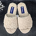 Тапочки жіночі кімнатні Inblu бежеві хутряні на фетрової підошві 4303, фото 3
