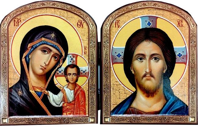 Ікона складень Божої Матері Казанська та Спаситель