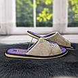 Тапочки жіночі Белста бежеві з фіолетовою устілкою велюрові відкритий носок 2907, фото 6