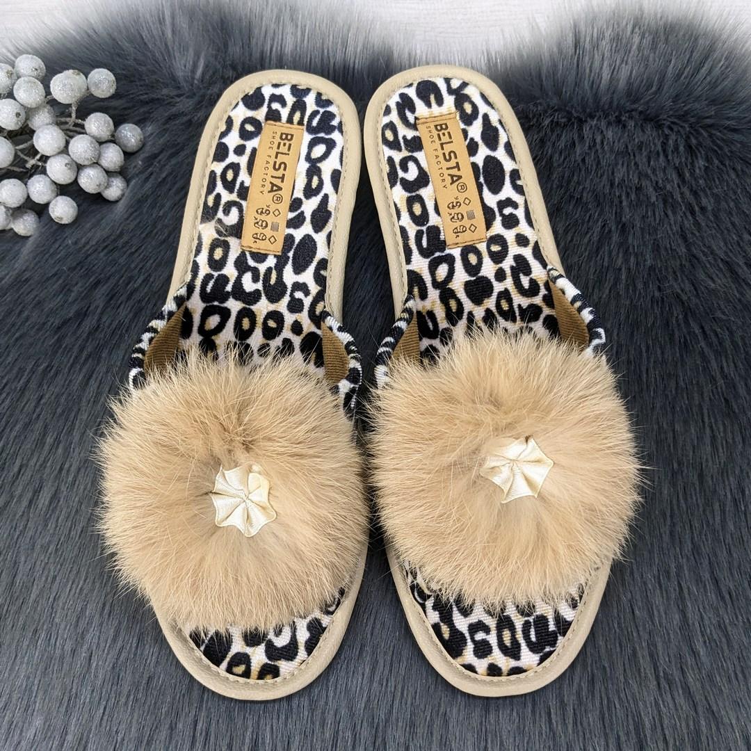 Тапочки жіночі Белста леопардові на танкетці відкритий носок 4298, фото 1