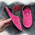Тапочки чуні жіночі домашні Белста малинові велюрові закриті із задником 2956, фото 9