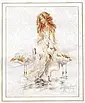 Набір для вишивання за нанесеною на канву схемою  "The girl with the crane". AIDA 14CT printed 44*49 см, фото 11