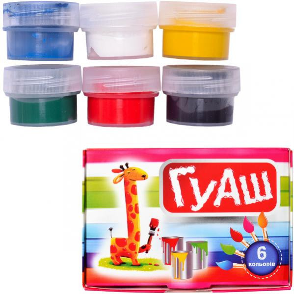 Гуаш 6 кольорів, 10мл, "Тетрада"