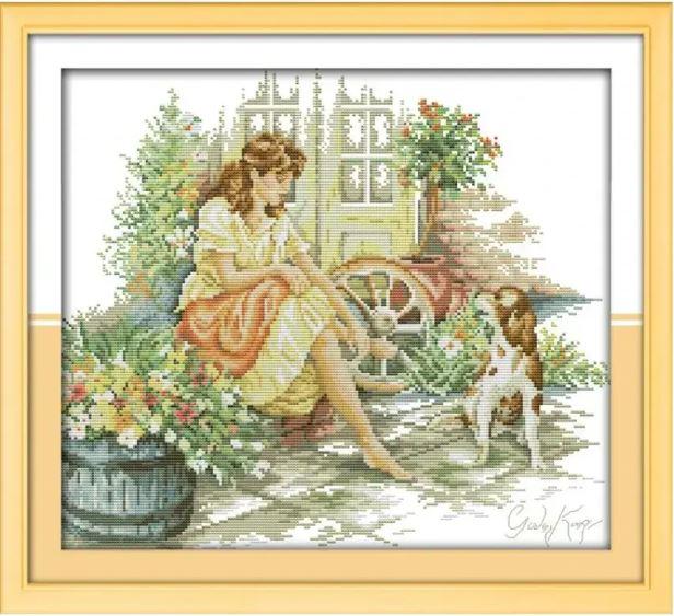 Набір для вишивання за нанесеною на канву схемою "The sabbatic girl". AIDA 14CT printed, 43*38 см