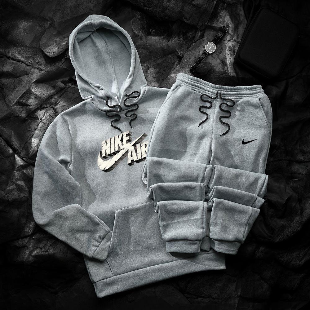 Спортивний костюм чоловічий Nike air зимовий на флісі сірий кофта штани найк теплий із начісом зима