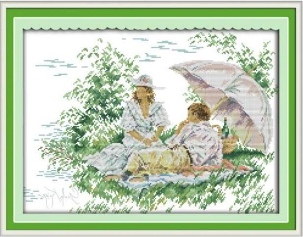 Набір для вишивання за нанесеною на канву схемою "Picnic".AIDA 14CT printed,46*35 см