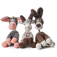 Жувальна м'яка іграшка для собак з пищалкою плюшева PLUSH DONKEY DOG TOY ослик сірий, фото 2