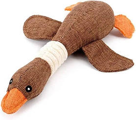 Жувальна м'яка іграшка для собак PLUSH DUCK DOG TOY - качка коричнева