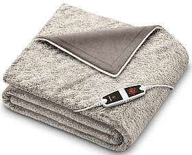 Beurer Електроковдра, від мережі, 200х150см, 150Вт, 6 режимів, фліс, плюш, сірий