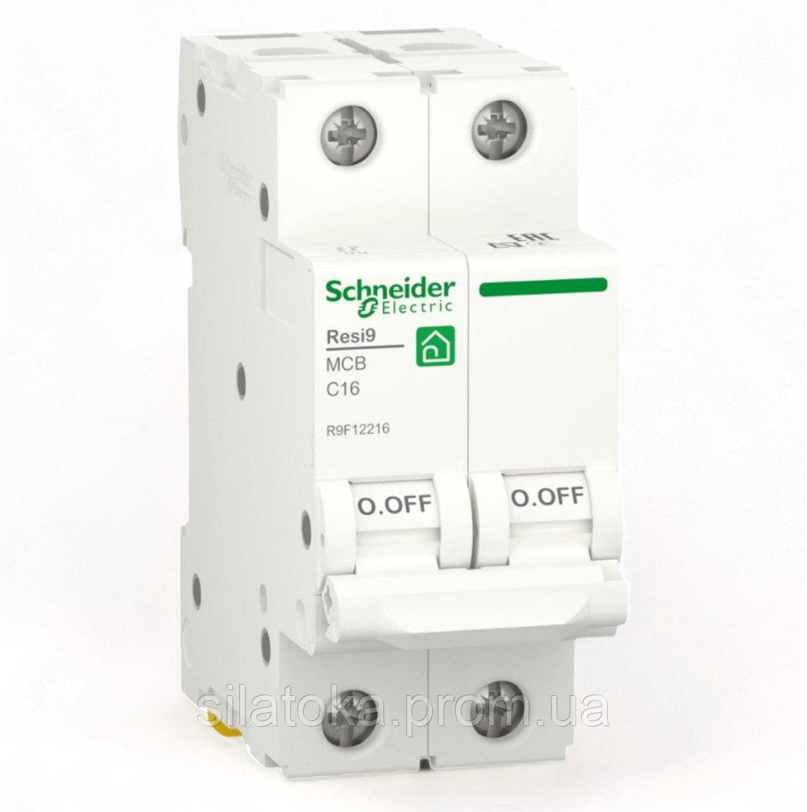 Автоматичний вимикач RESI9 Schneider Electric 16А 2П С 6кА