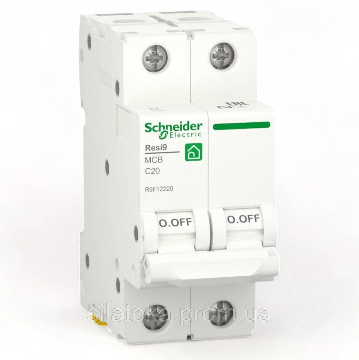 Автоматичний вимикач RESI9 Schneider Electric 20А 2П С 6кА