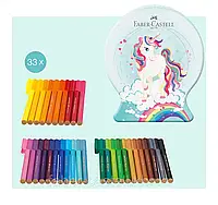 Фломастеры 18 цветов, "UNICORN" в металлической коробке Connector "Скрепляй вместе" Faber-Castell