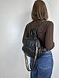 Шкіряний рюкзак з великим карманом спереду С101-КТ-2816 Чорний, фото 4
