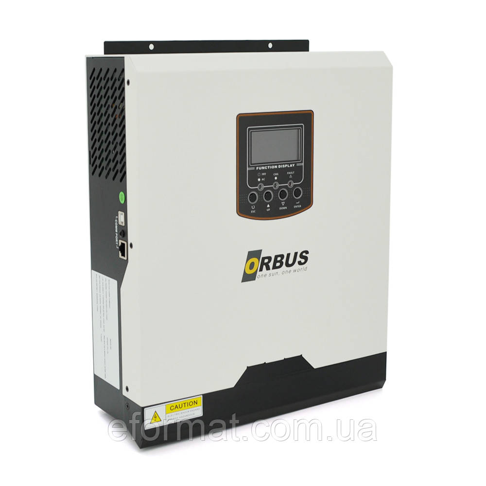 Гібридний інвертор ORBUS VP3000-24, 3000 W, 24 V, струм заряду 0-70A, 160-275V, ШІМ-контролер (50А, 80 Vdc)