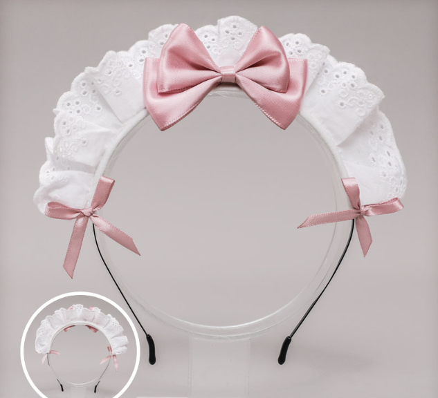 Обідок Лоліта білий з рожевими бантиками, косплей, аніме, манги, монокума,FS-2182