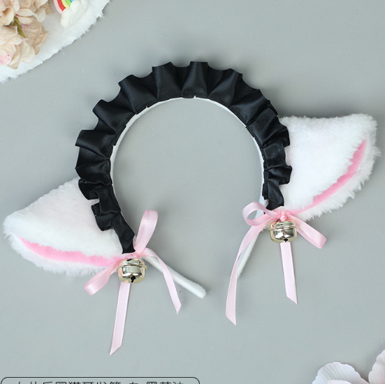 Обідок з вушками Лоліта, білий з чорним, косплей, аніме, манги, монокума, FS-2189