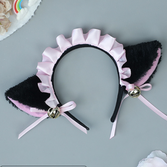 Обідок з вушками Лоліта, чорний з рожевим, косплей, аніме, манги, монокума, FS-2191