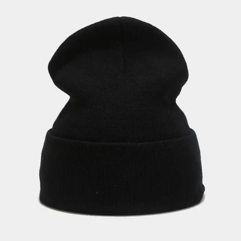 Чорна шапка-біні унісекс, шапка з закотом, FS-2156