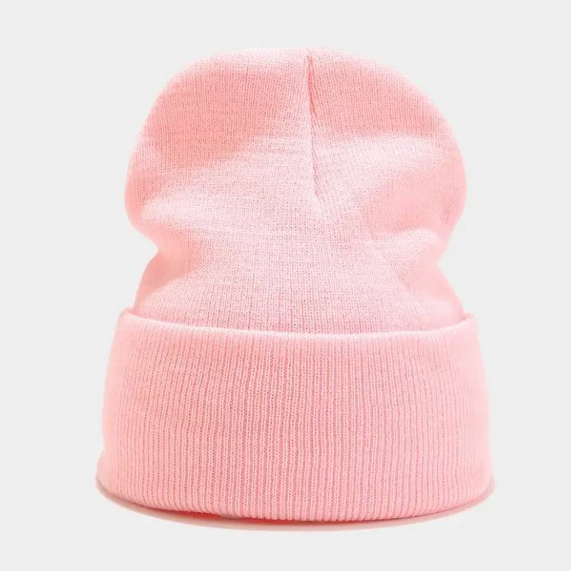 Рожева шапка-біні унісекс, шапка з закотом, FS-2161