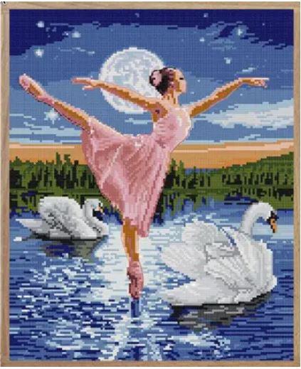 Набір для вишивання за нанесеною на канву схемою "Swan Lake of Ballet".AIDA 14CT printed, 33*40 см