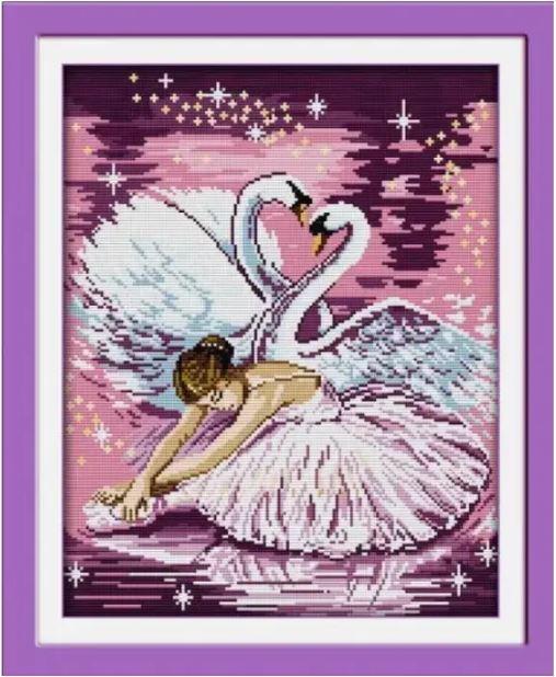 Набір для вишивання за нанесеною на канву схемою "Dance of the swan". AIDA 14CT printed, 35*43 см