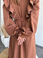 Плаття-МІДІ жіноче костюмка з поясом 42-44,46-48 (3 цв.) "IMMA" недорого від прямого постачальника