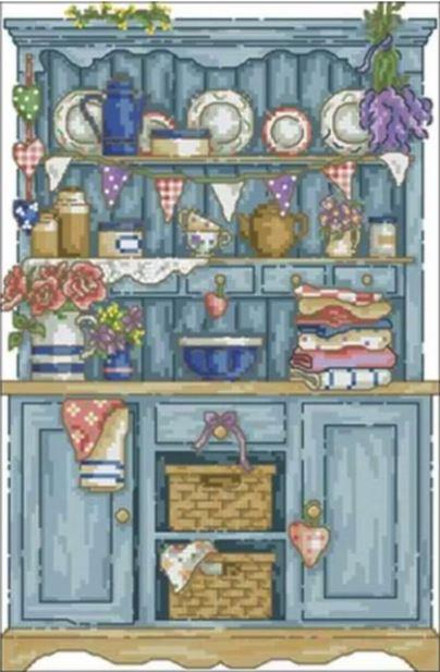 Набір для вишивання "Kitchen cupboard". AIDA 14CT, 28*38 см. БЕЗ нанесення на канву схеми.