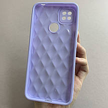 Чохол для Xiaomi Redmi 9C глянсовий рельєфний з ромбами чохол на телефон сяомі редмі 9с бузковий f0k, фото 3