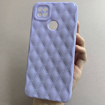 Чохол для Xiaomi Redmi 9C глянсовий рельєфний з ромбами чохол на телефон сяомі редмі 9с бузковий f0k, фото 1