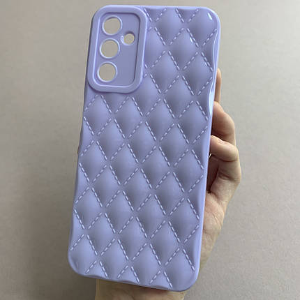 Чохол для Samsung Galaxy A14 глянсовий рельєфний з ромбами чохол на телефон самсунг а14 бузковий f0k, фото 1