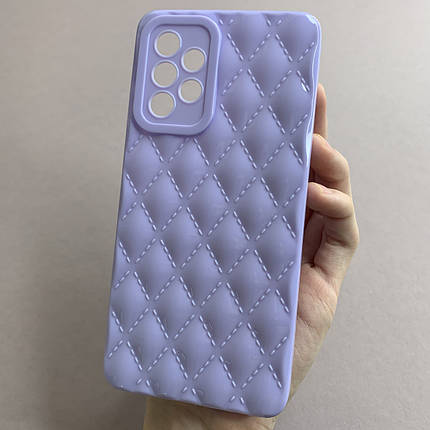Чохол для Samsung Galaxy A52s глянсовий рельєфний з ромбами чохол на телефон самсунг а52с бузковий f0k, фото 1