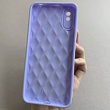 Чохол для Xiaomi Redmi 9A глянсовий рельєфний з ромбами чохол на телефон сяомі редмі 9а бузковий f0k, фото 3