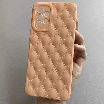 Чохол для Samsung Galaxy A32 4G (A325F) глянсовий рельєфний з ромбами чохол на самсунг а32 4г персиковий f0k, фото 1