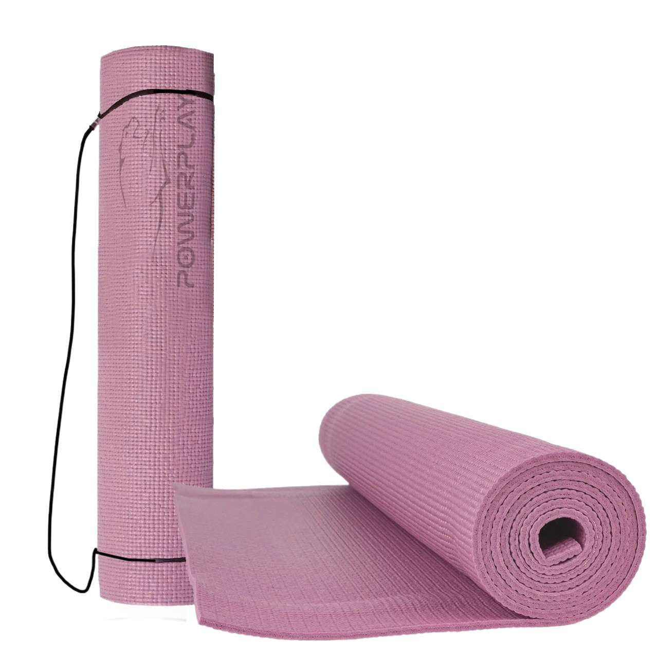 Килимок для йоги та фітнесу PowerPlay 4010 PVC Yoga Mat Рожевий (173x61x0.6), фото 1