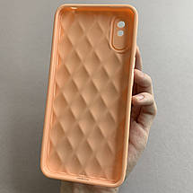 Чохол для Xiaomi Redmi 9A глянсовий рельєфний з ромбами чохол на телефон сяомі редмі 9а персиковий f0k, фото 3