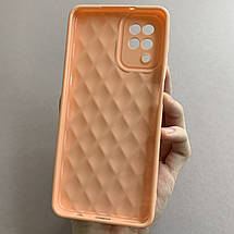 Чохол для Samsung Galaxy A12 глянсовий рельєфний з ромбами чохол на телефон самсунг а12 персиковий f0k, фото 3
