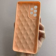 Чохол для Samsung Galaxy A52 глянсовий рельєфний з ромбами чохол на телефон самсунг а52 персиковий f0k, фото 3