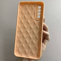 Чохол для Samsung Galaxy A50 глянсовий рельєфний з ромбами чохол на телефон самсунг а50 персиковий f0k, фото 3