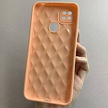 Чохол для Xiaomi Redmi 9C глянсовий рельєфний з ромбами чохол на телефон сяомі редмі 9с персиковий f0k, фото 3