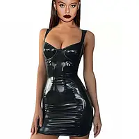 Відкрите та дуже сексуальне латексне плаття чорного кольору