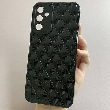 Чохол для Samsung Galaxy A14 глянсовий рельєфний з ромбами чохол на телефон самсунг а14 чорний f0k, фото 1
