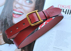 Жіночий шкіряний ремінь Dior ширина 2.5 см червоний