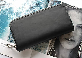 Жіночий шкіряний гаманець "Deve_avere" фурнітура срібло чорний