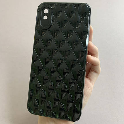 Чохол для Xiaomi Redmi 9A глянсовий рельєфний з ромбами чохол на телефон сяомі редмі 9а чорний f0k, фото 1