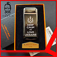 Электронная сенсорная зажигалка с герб Украины USB зажигалка с фонариком в подарочной упаковке (33473-2)