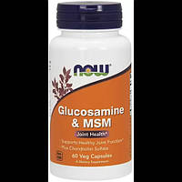 Препарат для суставов и связок NOW Foods Glucosamine MSM, 750 250mg 60 Veg Caps SN, код: 7518377