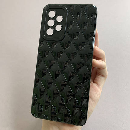 Чохол для Samsung Galaxy A52s глянсовий рельєфний з ромбами чохол на телефон самсунг а52с чорний f0k, фото 1
